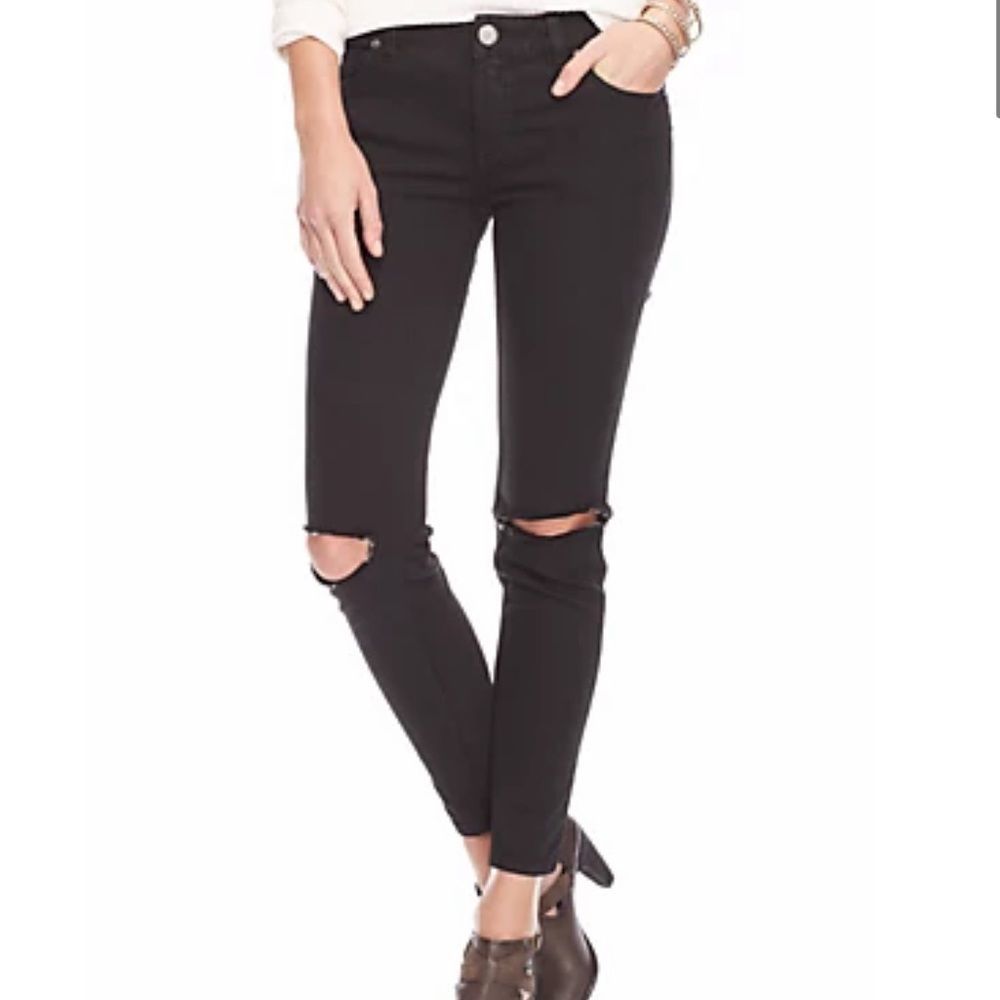 Free People Shark bite black skinny jeans